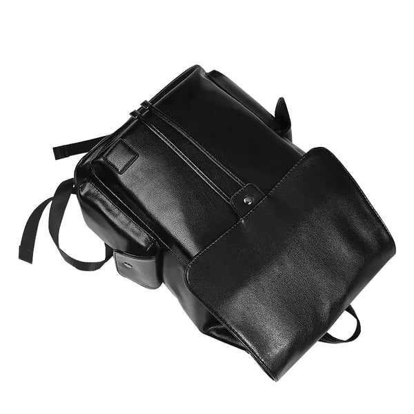 Large Capacity Laptop Travel Backpack – PU Leather Business & School Bag (20–35L)