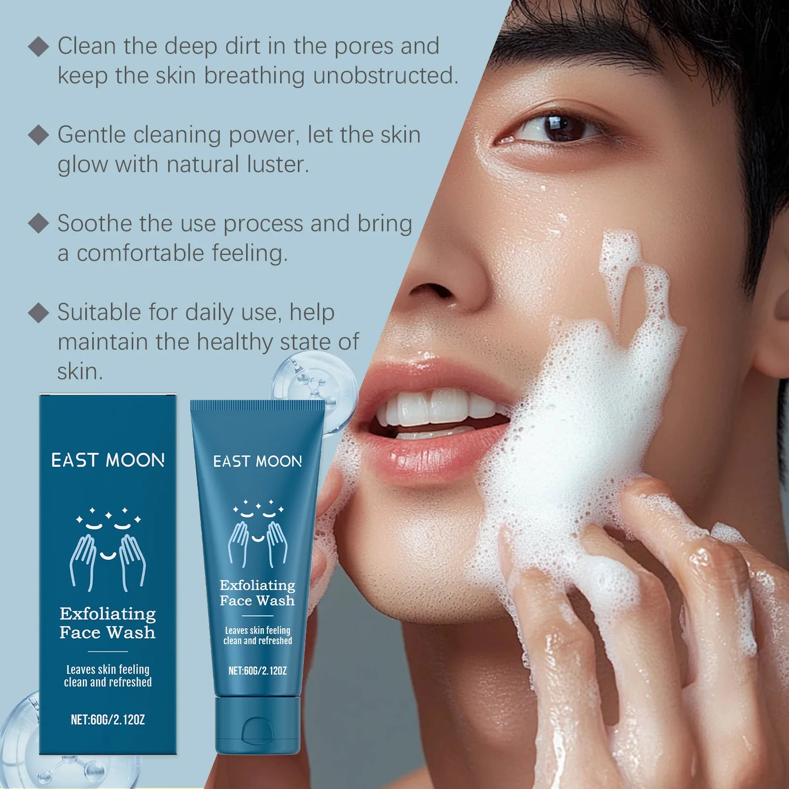60g Exfoliating Face Wash Gel Gentle Cleaning Skin Refreshing Moisturizing Oil Control Improve Roughness Smoothing Face Cleaner