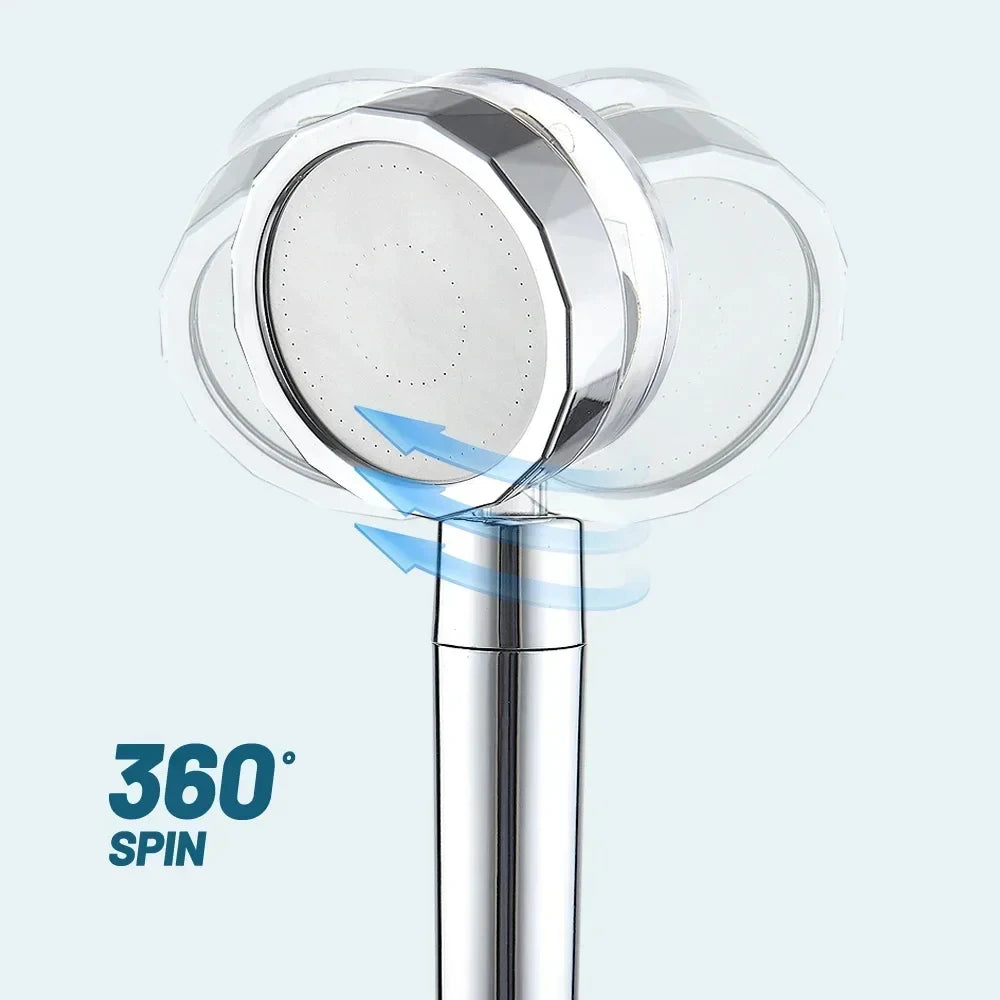 Adjustable Showerhead 360 Degrees Rotation Turbo Fan Shower Head High Pressure Water Saving Spray  Filters Bathroom Accessories