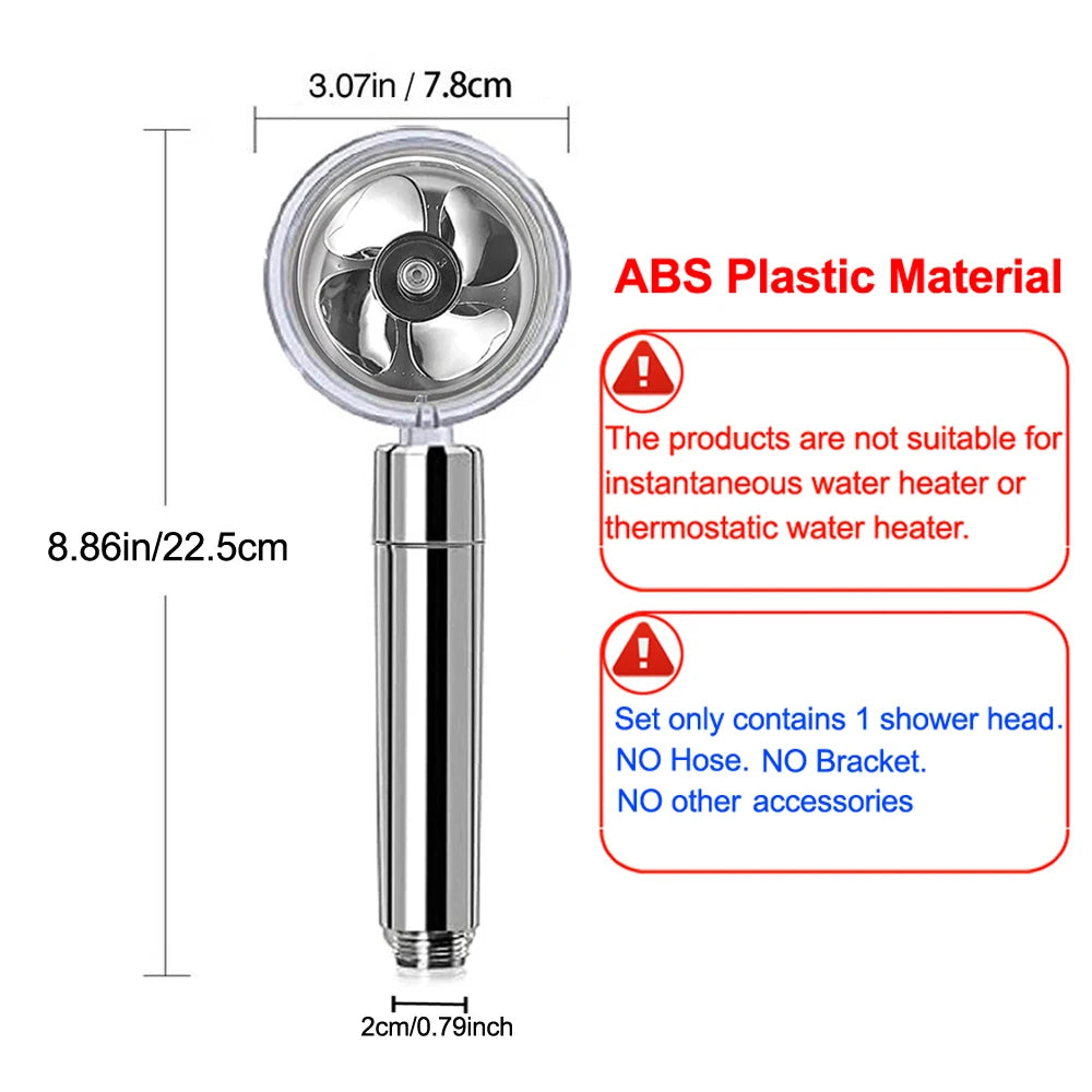 Adjustable Showerhead 360 Degrees Rotation Turbo Fan Shower Head High Pressure Water Saving Spray  Filters Bathroom Accessories