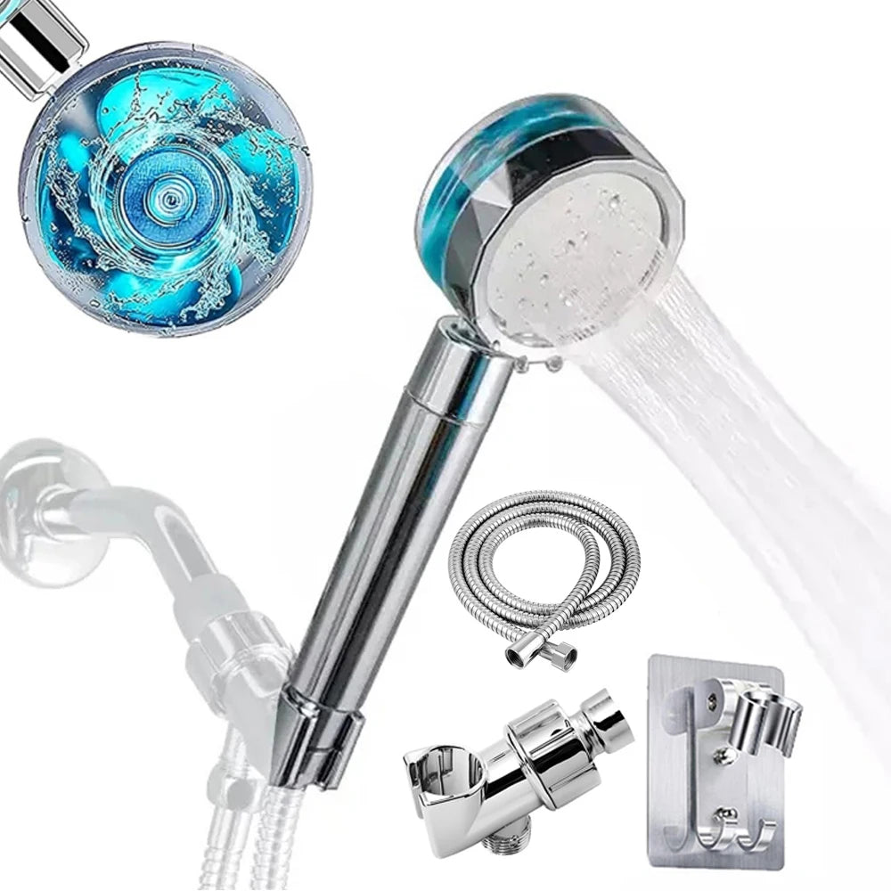Adjustable Showerhead 360 Degrees Rotation Turbo Fan Shower Head High Pressure Water Saving Spray  Filters Bathroom Accessories