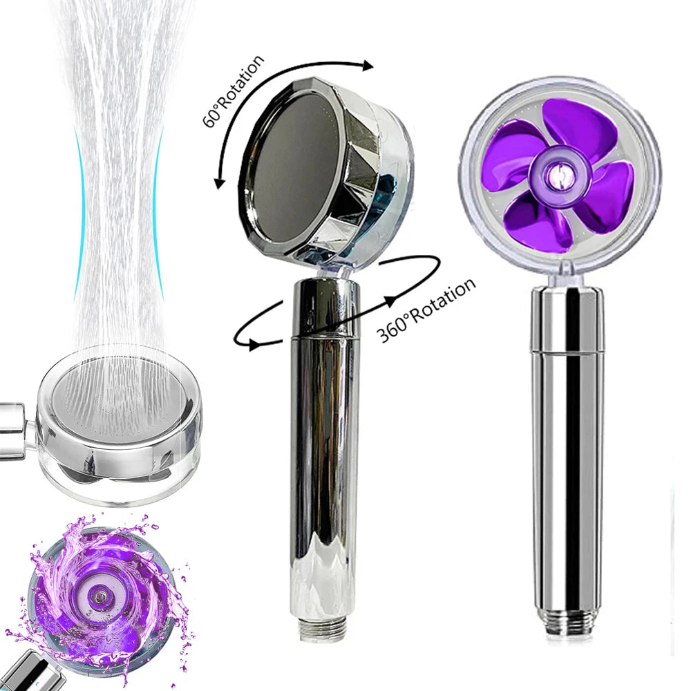 Adjustable Showerhead 360 Degrees Rotation Turbo Fan Shower Head High Pressure Water Saving Spray  Filters Bathroom Accessories
