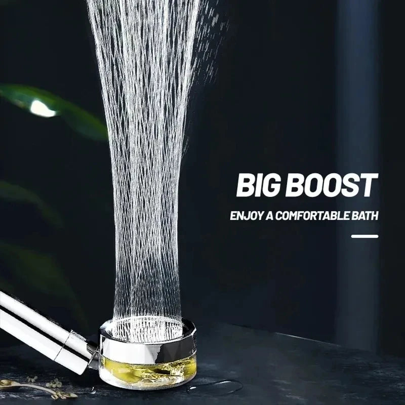 Adjustable Showerhead 360 Degrees Rotation Turbo Fan Shower Head High Pressure Water Saving Spray  Filters Bathroom Accessories