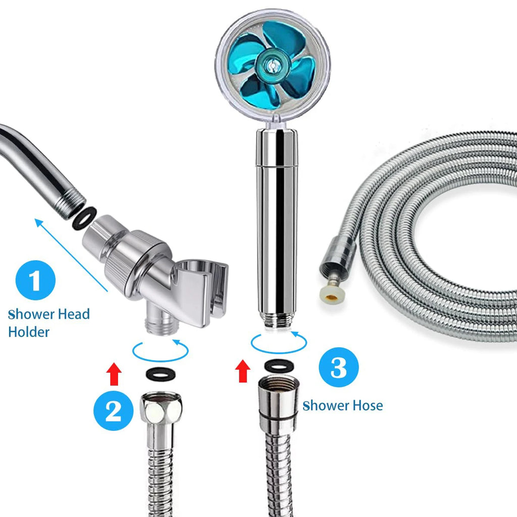 Adjustable Showerhead 360 Degrees Rotation Turbo Fan Shower Head High Pressure Water Saving Spray  Filters Bathroom Accessories