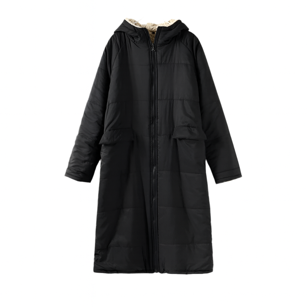 Women’s Winter Lambswool Fleece Parka | Quilted, Hooded, Long Warm Jacke