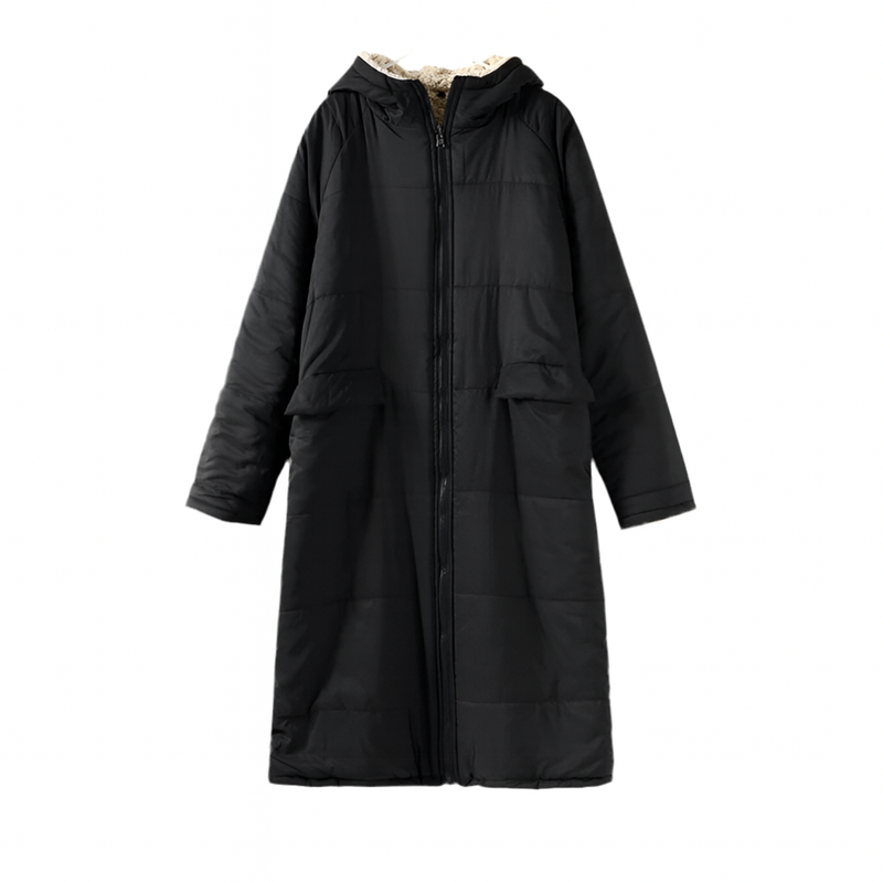 Women’s Winter Lambswool Fleece Parka | Quilted, Hooded, Long Warm Jacke