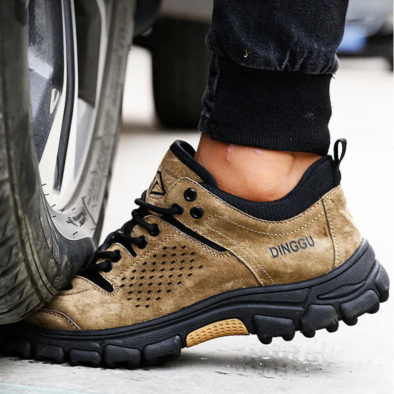 New Men Work Shoes Steel Toe Breathable Rubber Anti-Smash Construction Work Safety Boots Industrial Security Man Boots 39-44 45