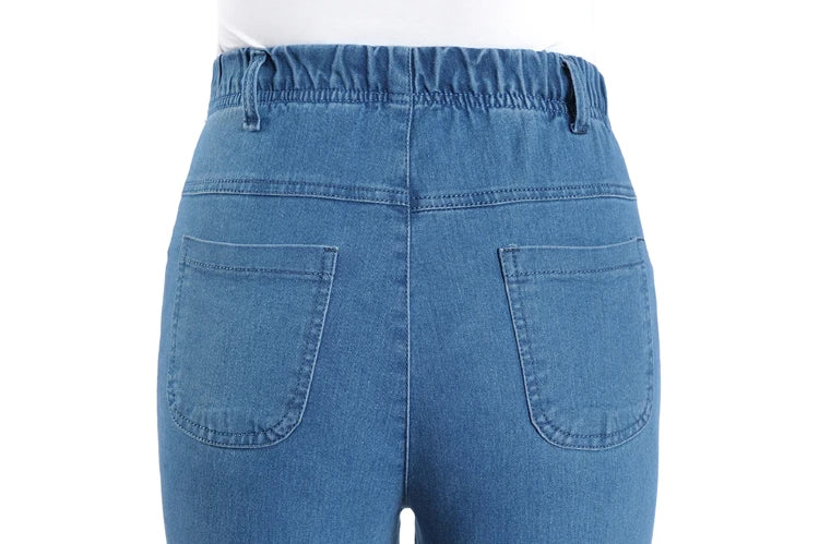 Middle-aged Mother Jeans 2025 Autumn Loose High waist Black Stretch Straight leg pants Pocket Embroidery Casual Denim Trousers