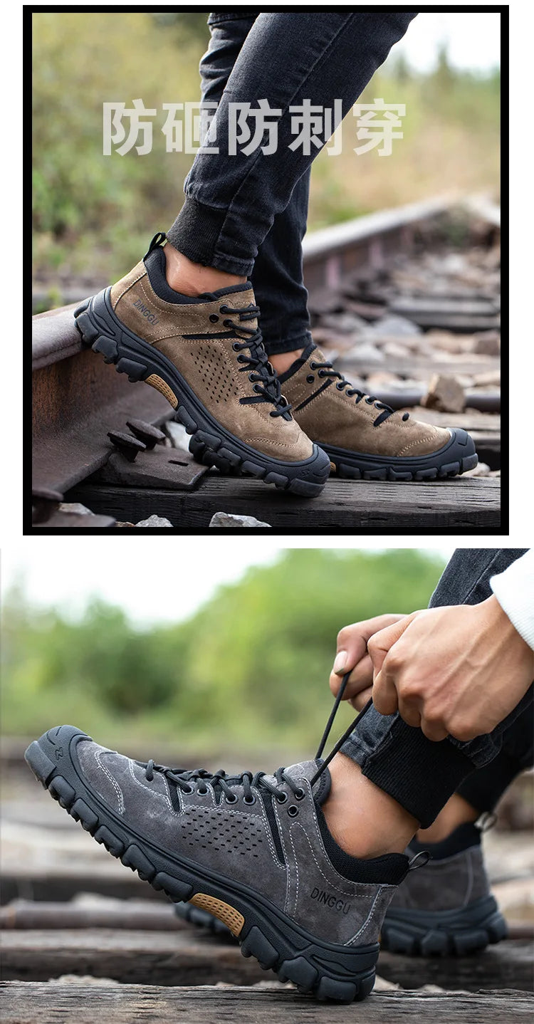 New Men Work Shoes Steel Toe Breathable Rubber Anti-Smash Construction Work Safety Boots Industrial Security Man Boots 39-44 45