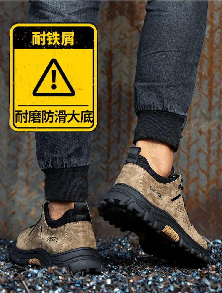 New Men Work Shoes Steel Toe Breathable Rubber Anti-Smash Construction Work Safety Boots Industrial Security Man Boots 39-44 45