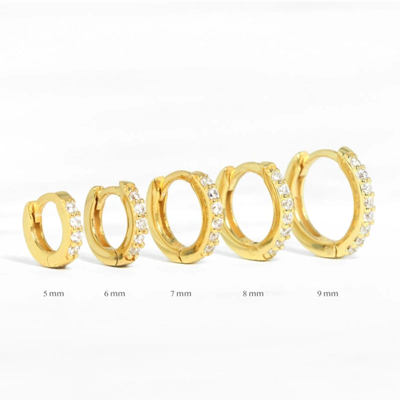 Sterling Silver Ear Hoop Piercing Earrings for Women 6mm 7mm 8mm 9mm Geometric Round Huggie Earings Fine Jewelry