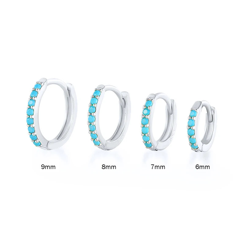 Sterling Silver Ear Hoop Piercing Earrings for Women 6mm 7mm 8mm 9mm Geometric Round Huggie Earings Fine Jewelry