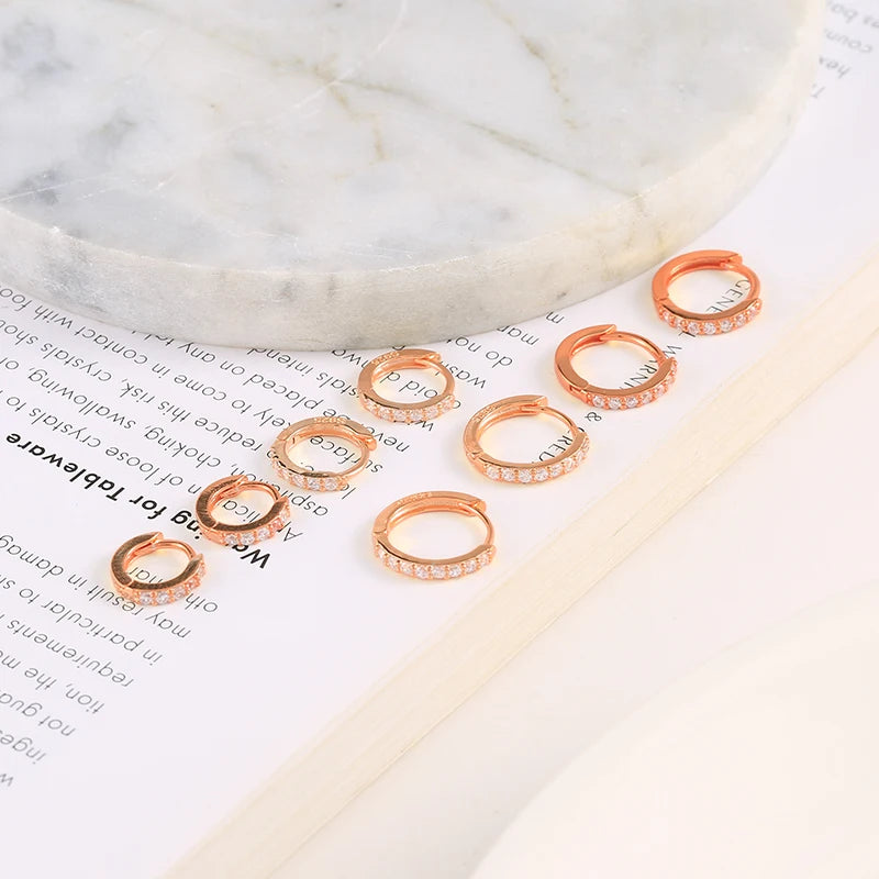 Sterling Silver Ear Hoop Piercing Earrings for Women 6mm 7mm 8mm 9mm Geometric Round Huggie Earings Fine Jewelry
