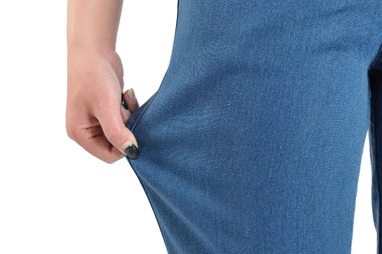Middle-aged Mother Jeans 2025 Autumn Loose High waist Black Stretch Straight leg pants Pocket Embroidery Casual Denim Trousers