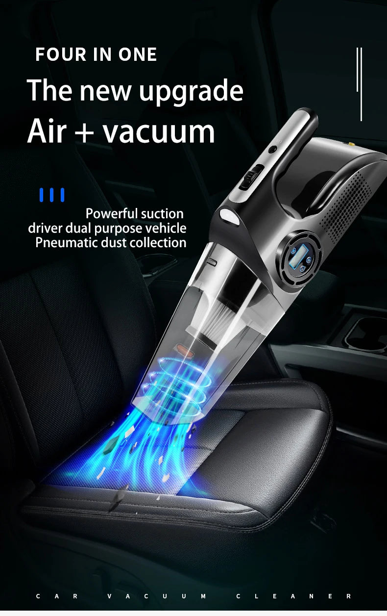 Car Mounted Vacuum Cleaner  Car Inflation Pump  Handheld High Suction Dry and Wet Dual purpose Four in One Vacuum Cleaner