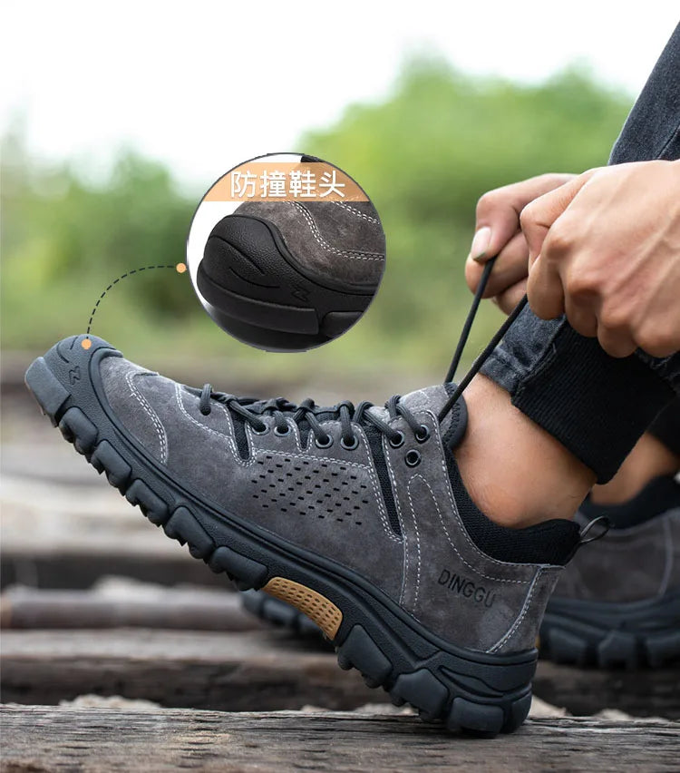 New Men Work Shoes Steel Toe Breathable Rubber Anti-Smash Construction Work Safety Boots Industrial Security Man Boots 39-44 45