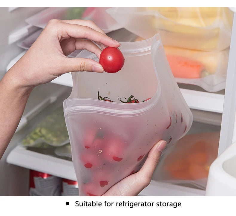 Silicone Food Storage Containers Reusable Food Storage Bags Lunch Bags Stand Up Zip Shut Bag Cup Fresh Food Leakproof Containers