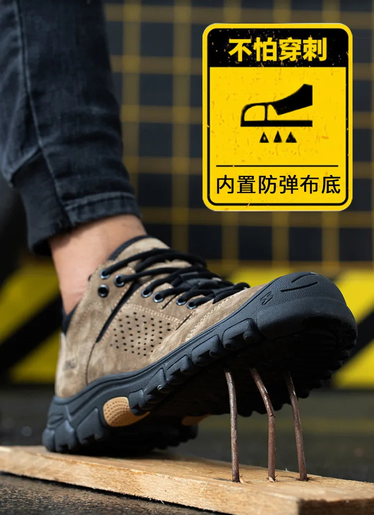 New Men Work Shoes Steel Toe Breathable Rubber Anti-Smash Construction Work Safety Boots Industrial Security Man Boots 39-44 45