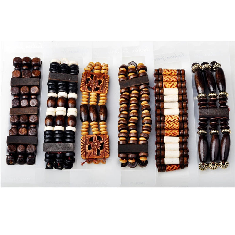 Wood Bead Bracelet Set – Unisex Fashion Accessories