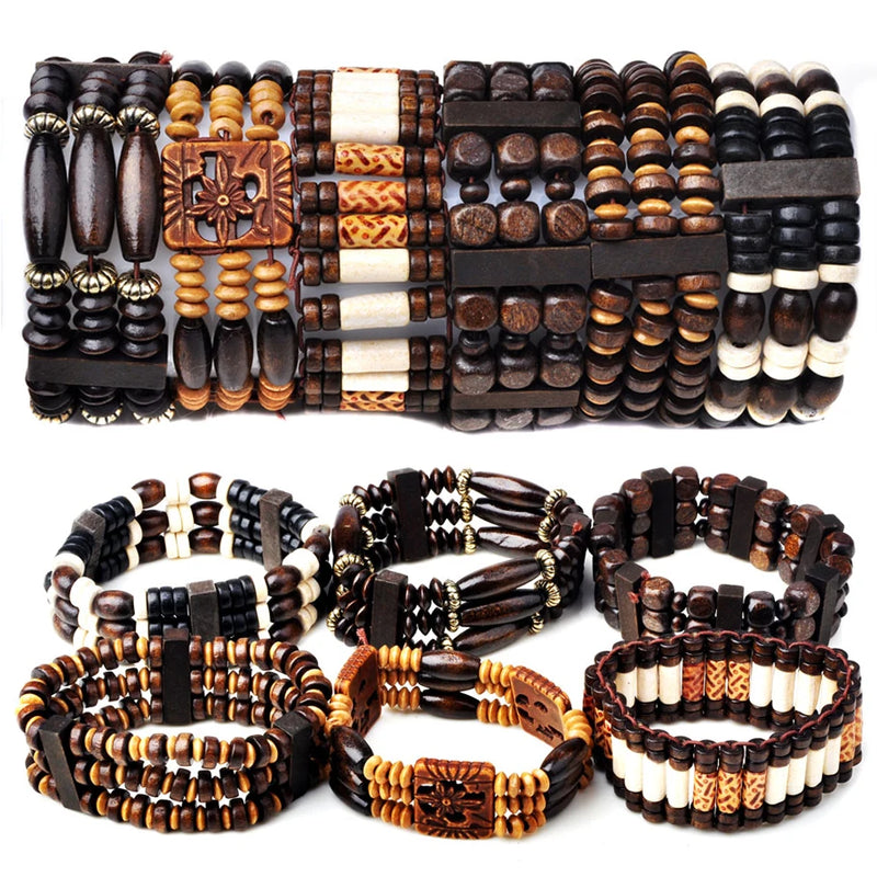 Wood Bead Bracelet Set – Unisex Fashion Accessories