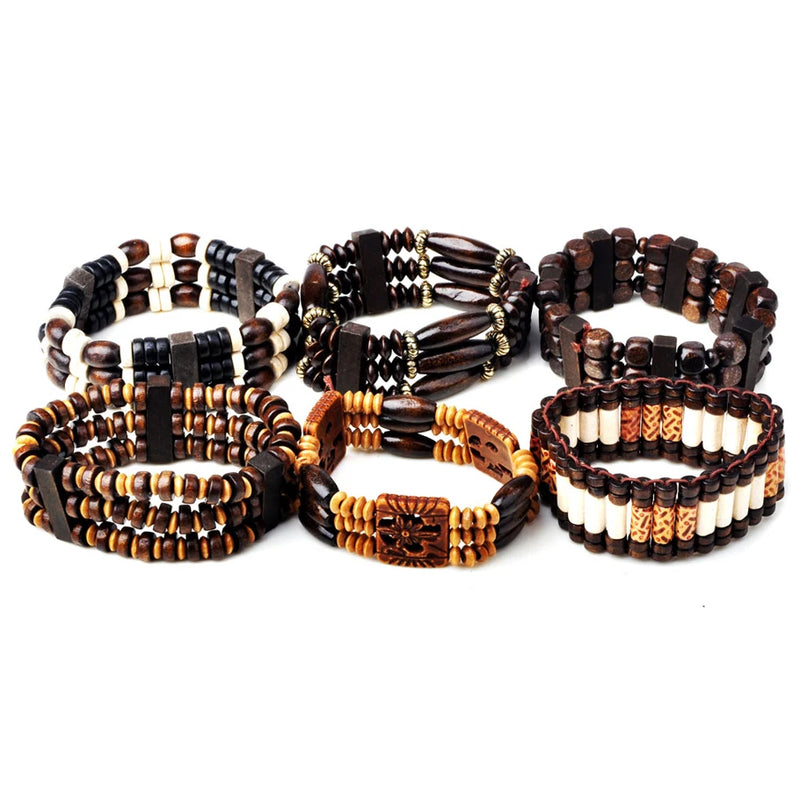 Wood Bead Bracelet Set – Unisex Fashion Accessories