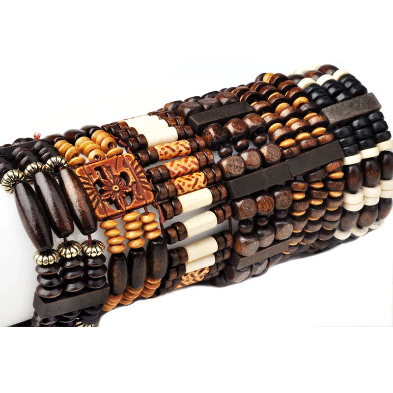 Wood Bead Bracelet Set – Unisex Fashion Accessories