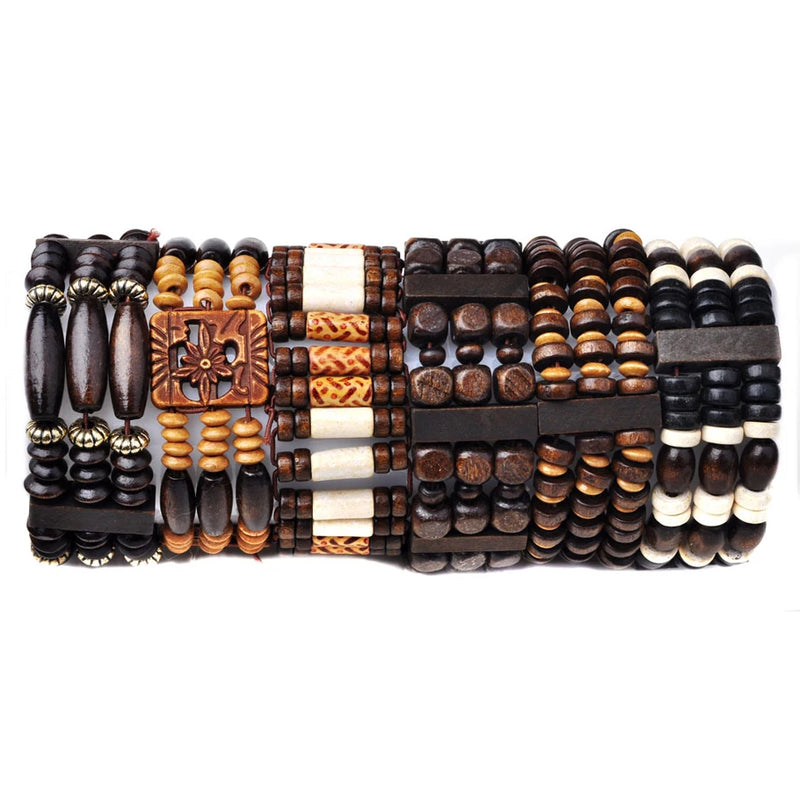Wood Bead Bracelet Set – Unisex Fashion Accessories