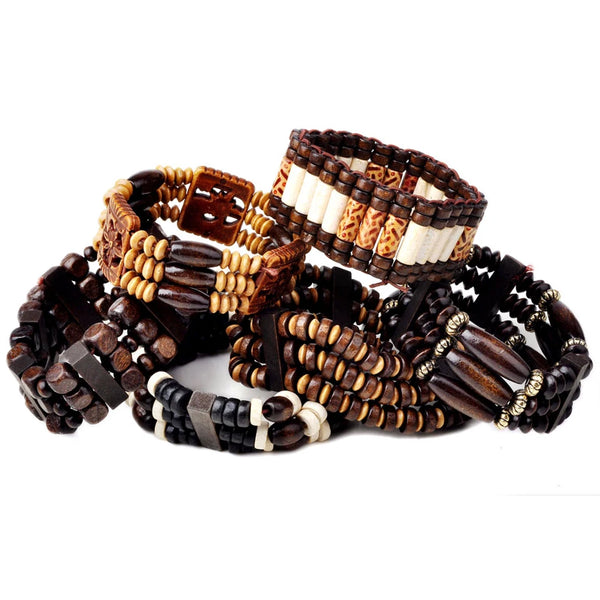 Wood Bead Bracelet Set – Unisex Fashion Accessories