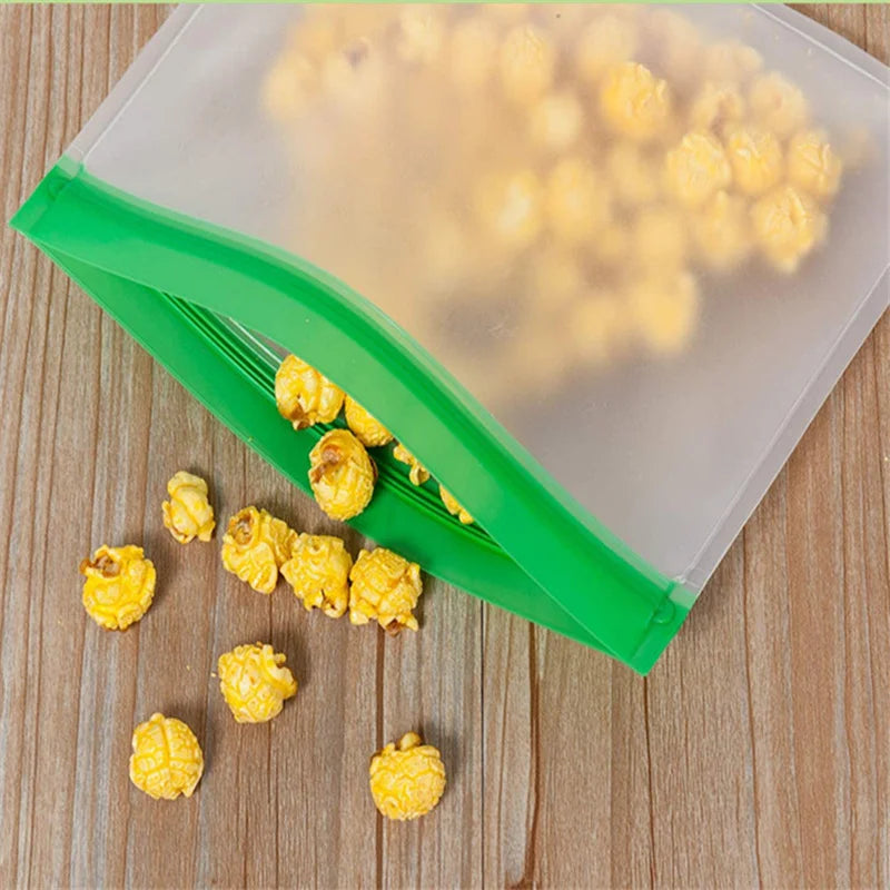 100Pcs/Lot PEVA Silicone Food Storage Bag Reusable Freezer Bag Leakproof Zip Lock Bags Kitchen Organizer Fresh-keeping Bag
