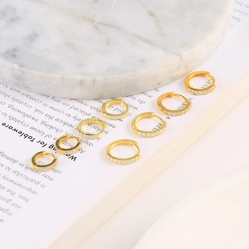 Sterling Silver Ear Hoop Piercing Earrings for Women 6mm 7mm 8mm 9mm Geometric Round Huggie Earings Fine Jewelry