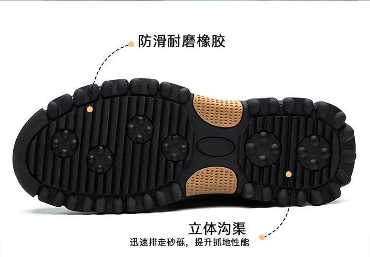 New Men Work Shoes Steel Toe Breathable Rubber Anti-Smash Construction Work Safety Boots Industrial Security Man Boots 39-44 45