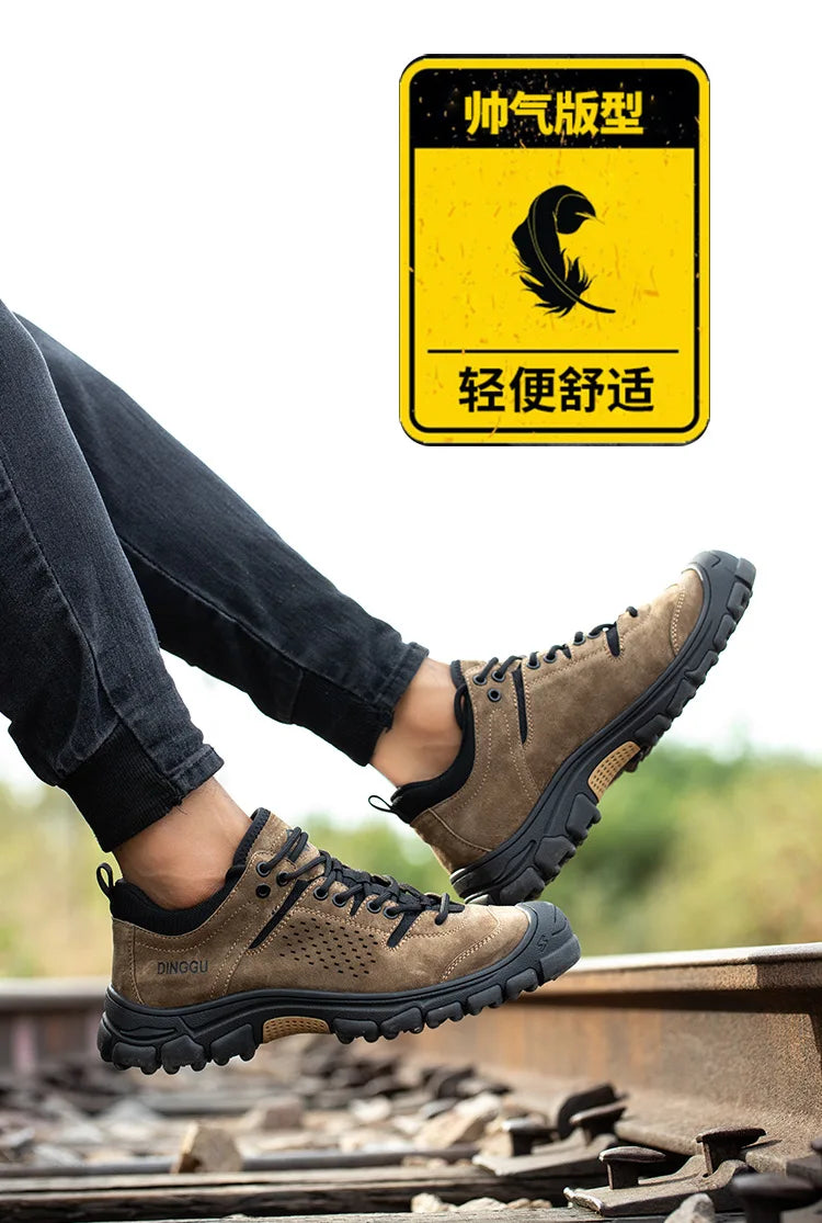 New Men Work Shoes Steel Toe Breathable Rubber Anti-Smash Construction Work Safety Boots Industrial Security Man Boots 39-44 45