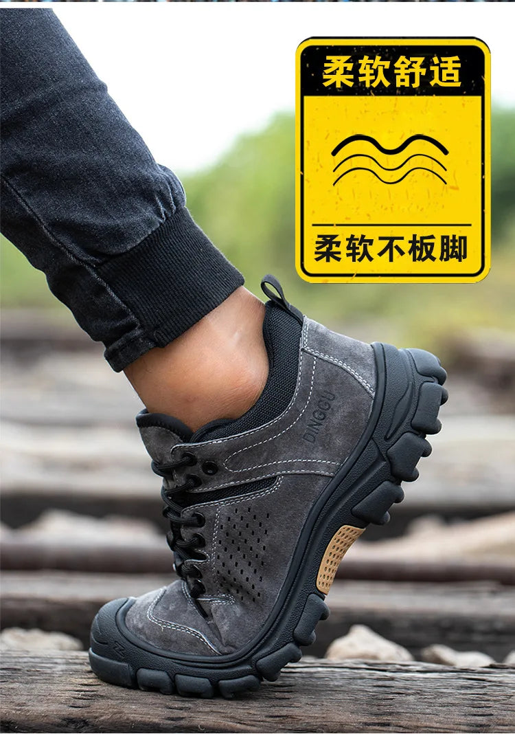 New Men Work Shoes Steel Toe Breathable Rubber Anti-Smash Construction Work Safety Boots Industrial Security Man Boots 39-44 45