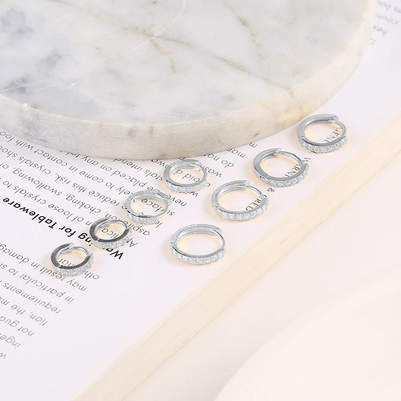 Sterling Silver Ear Hoop Piercing Earrings for Women 6mm 7mm 8mm 9mm Geometric Round Huggie Earings Fine Jewelry