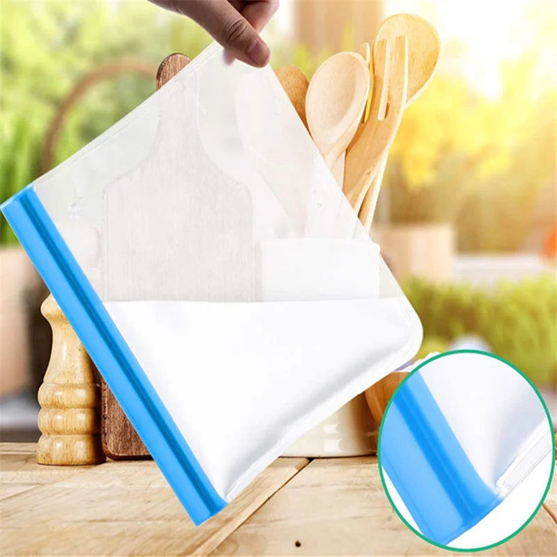 100Pcs/Lot PEVA Silicone Food Storage Bag Reusable Freezer Bag Leakproof Zip Lock Bags Kitchen Organizer Fresh-keeping Bag