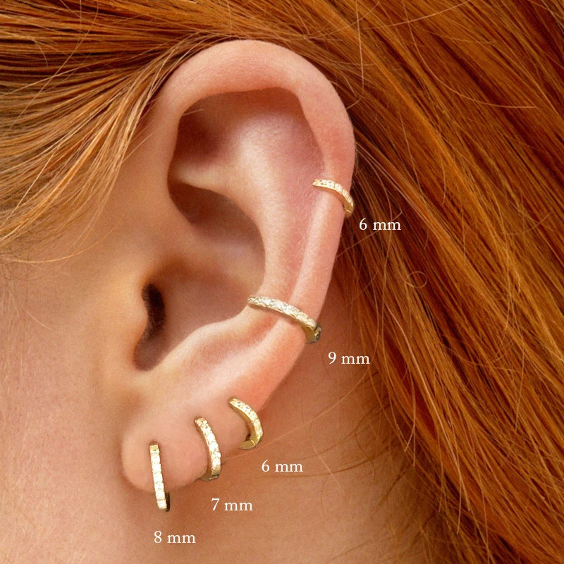 Sterling Silver Ear Hoop Piercing Earrings for Women 6mm 7mm 8mm 9mm Geometric Round Huggie Earings Fine Jewelry