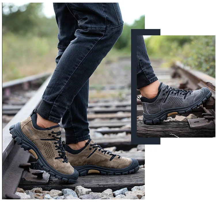 New Men Work Shoes Steel Toe Breathable Rubber Anti-Smash Construction Work Safety Boots Industrial Security Man Boots 39-44 45