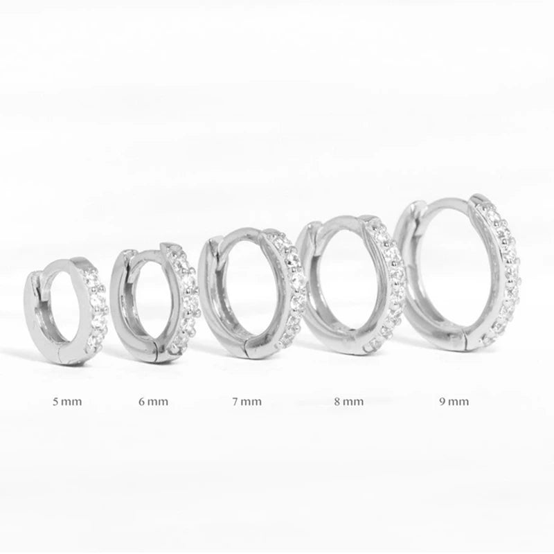 Sterling Silver Ear Hoop Piercing Earrings for Women 6mm 7mm 8mm 9mm Geometric Round Huggie Earings Fine Jewelry