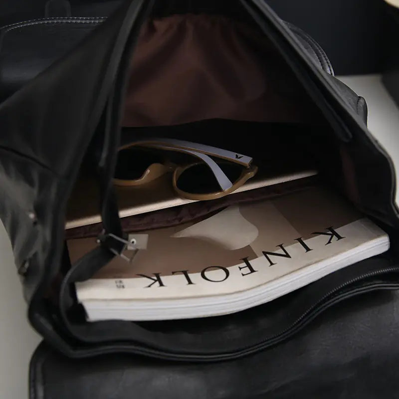 Men's PU Leather Laptop Backpack