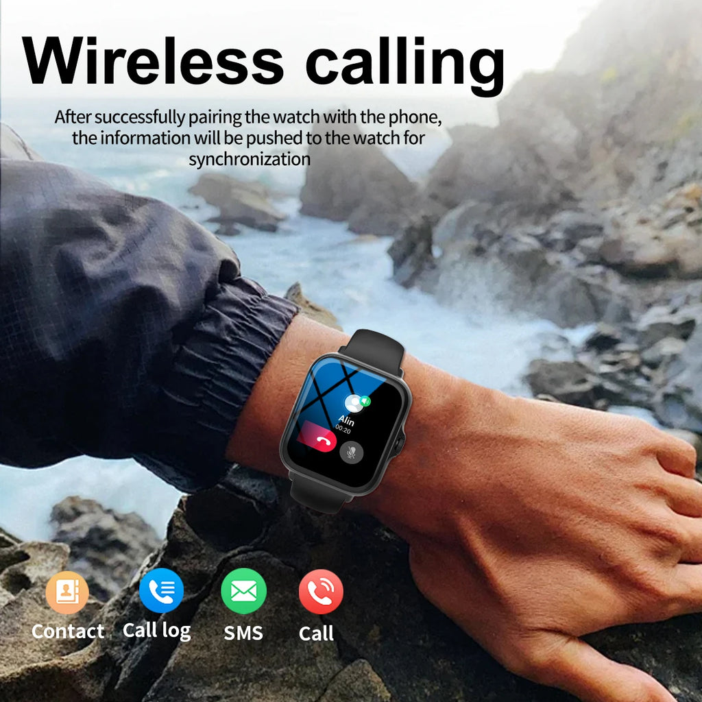 Smart watch with full touch screen, call, message reminder, music control and other functions, compatible with iPhone/android mo