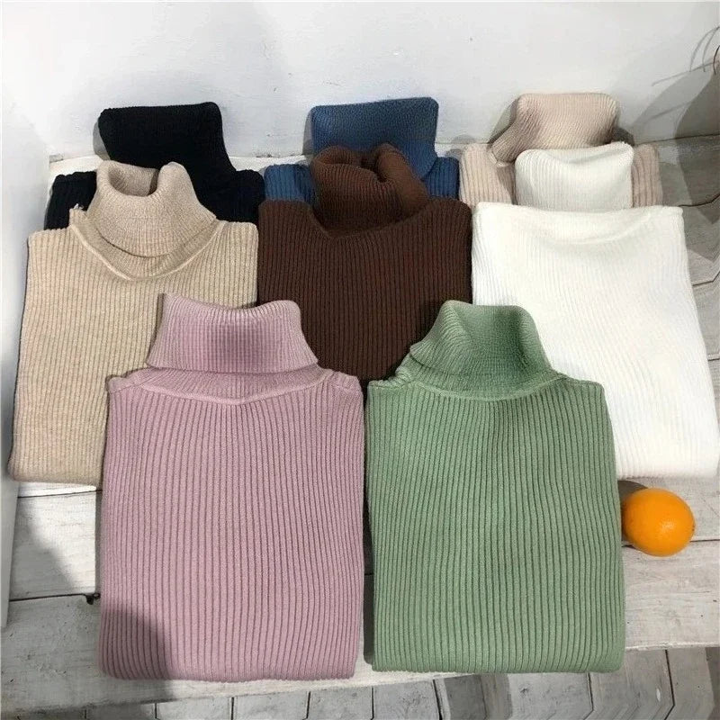 Women's Slim Fit Turtleneck Sweater Style High Stretch Cotton Acrylic Pullover Knitted Jumper Casual Autumn Winter