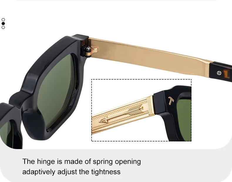 Men's Luxury Square Sunglasses UV400 Driving Eyewear Classic Casual Fashion Shades for Adults Alloy Frame