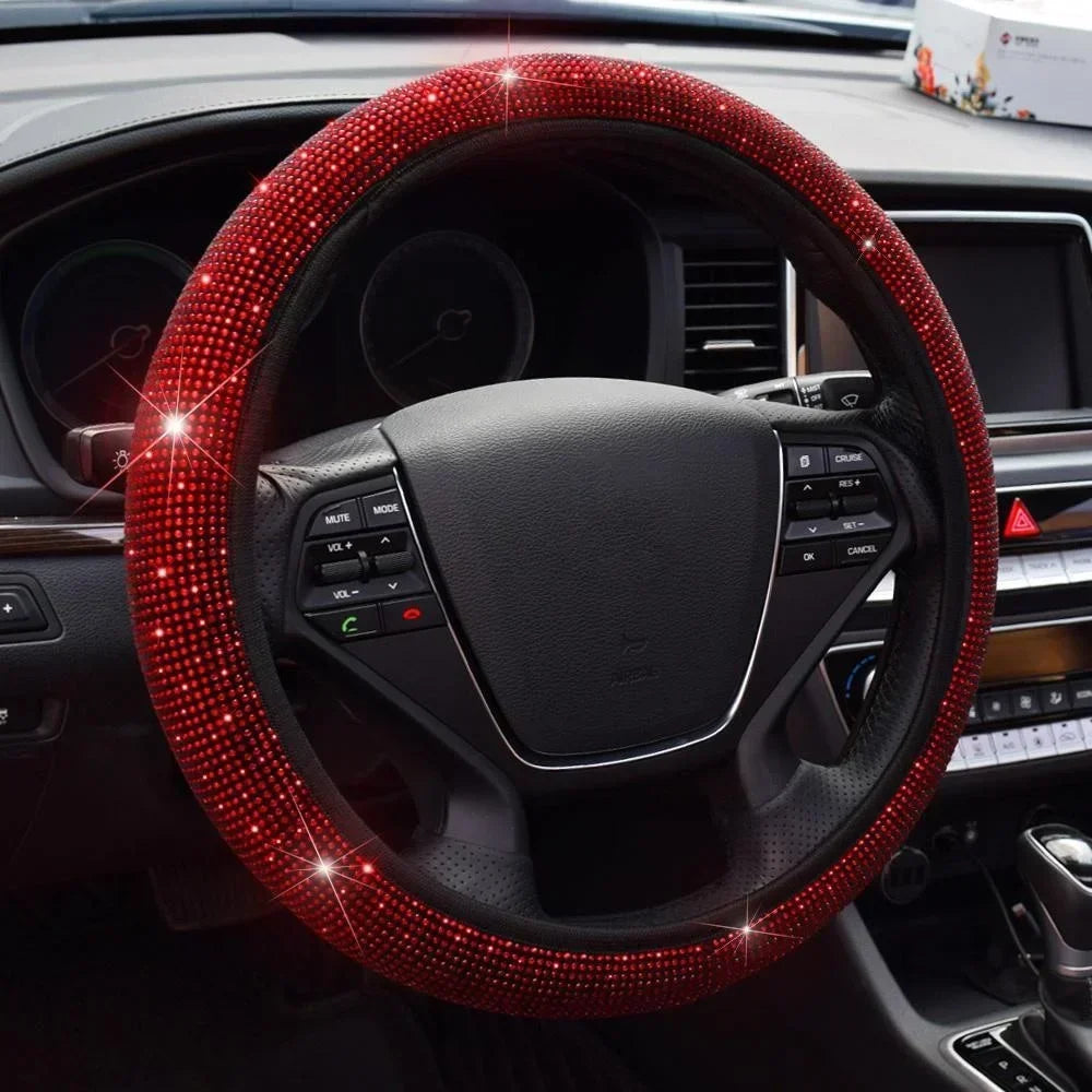 37/38cm Car Steering Wheel Cover Universal Bling Diamond Rhinestones Elasticity Interior Car Accessories for Four Seasons