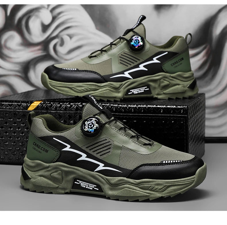 Men's Korean breathable casual sports shoes four season new soft soled Rotating shoelaces outdoor running shoes student sneakers