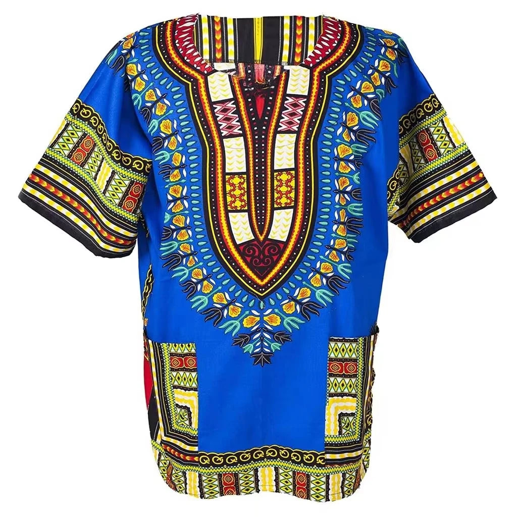 Men’s African Dashiki T-Shirt – Short Sleeve Ethnic Print Tee