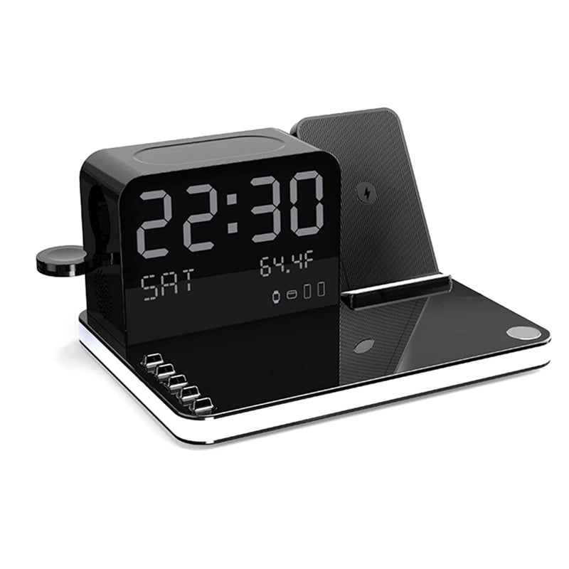 Wireless Charging Station Wireless Charging Station 7 in 1 Fast Charger Stand with Clock Night Lights for Watches Smartphones