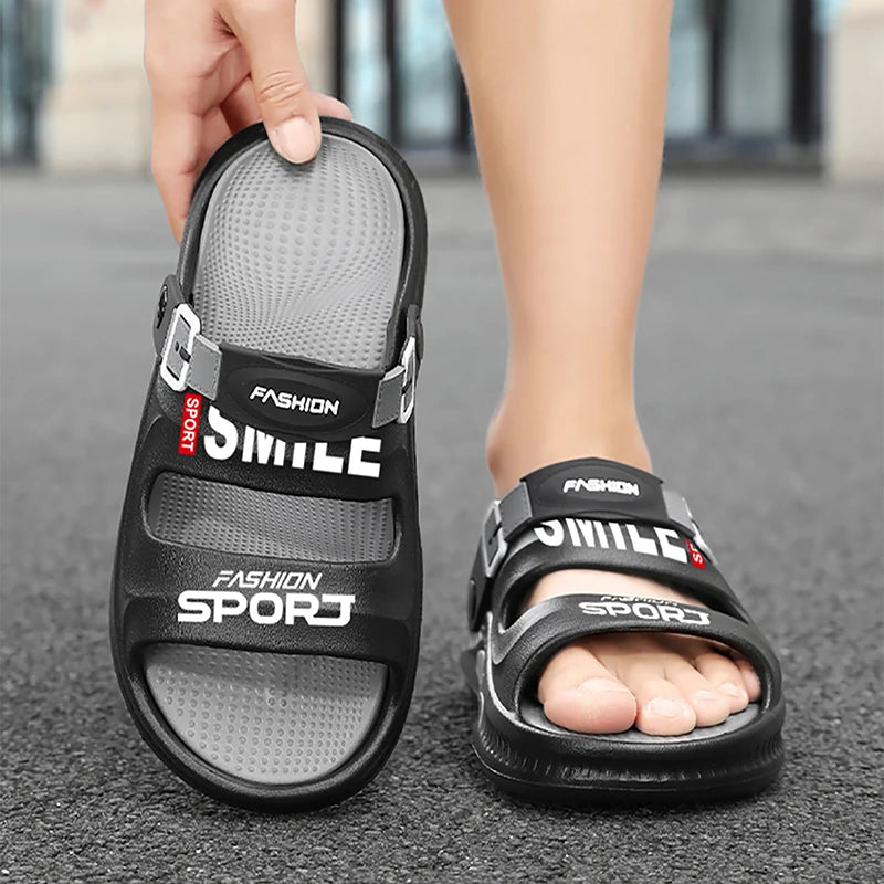 Fashion Trend Men's Shoes Flat Men's Sandals Summer 2025 Thick Soles Soft Comfortable Non-slip Beach Sandals Outdoor Slippers