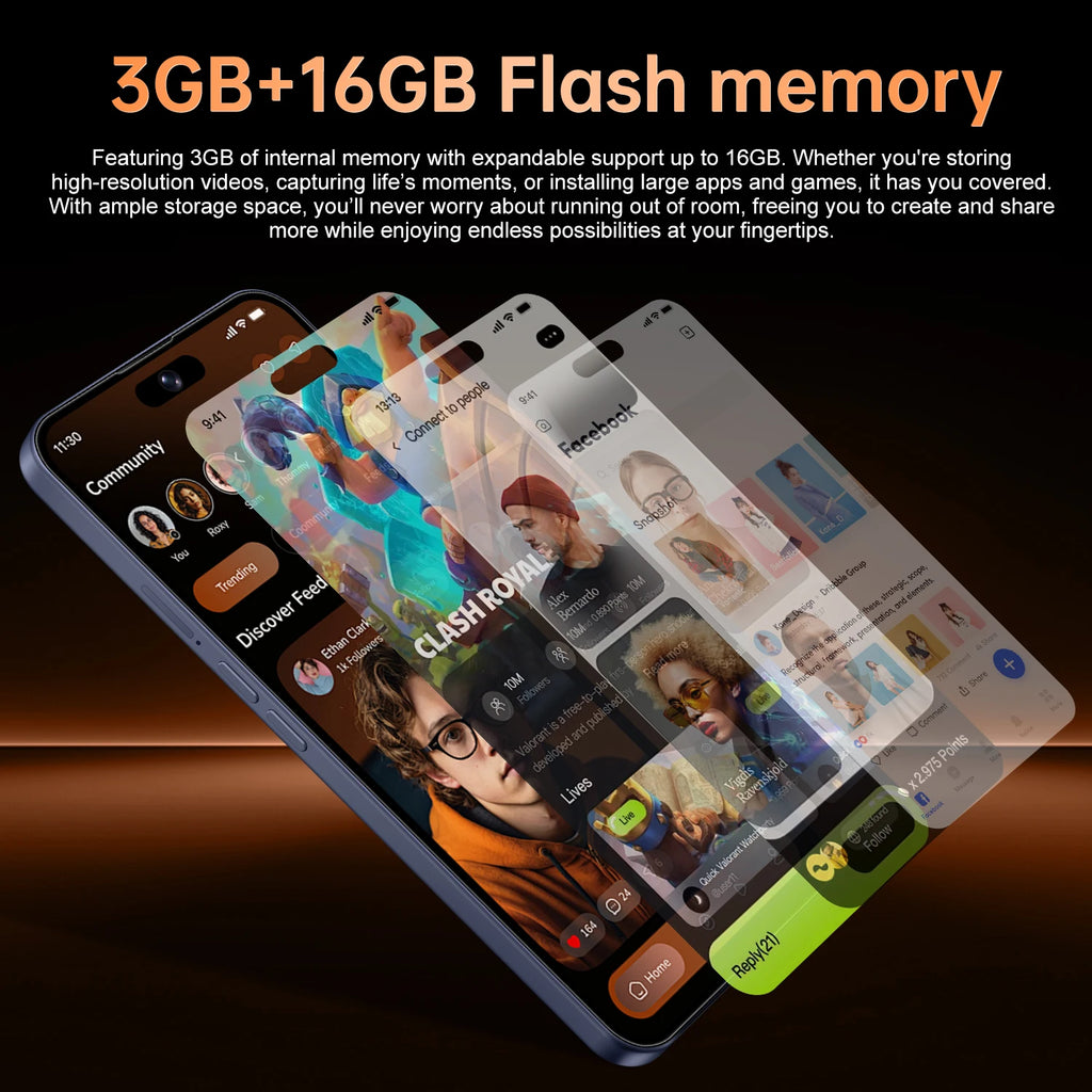 Global Vision 17 Pro Max Smartphone Android 3GB RAM 16GB ROM 6.7 Inch Dual SIM 4G Network 5+13MP Mobile Phones
