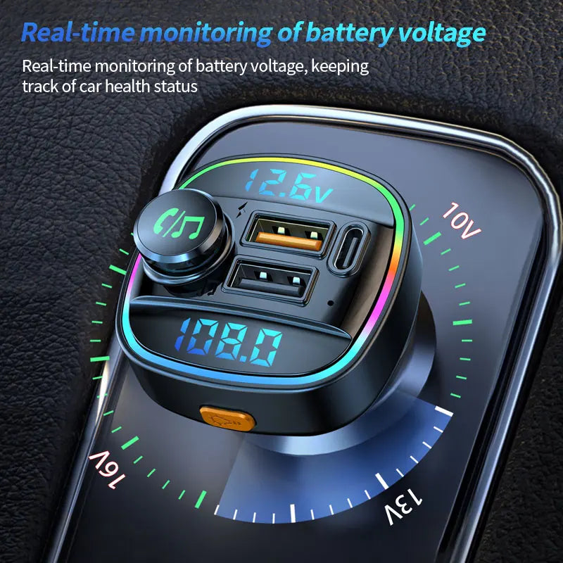 Bluetooth 5.0 FM Transmitter 22.5W USB Quick Charge Car Radio Modulator Handsfree MP3 Player with Car Adapter
