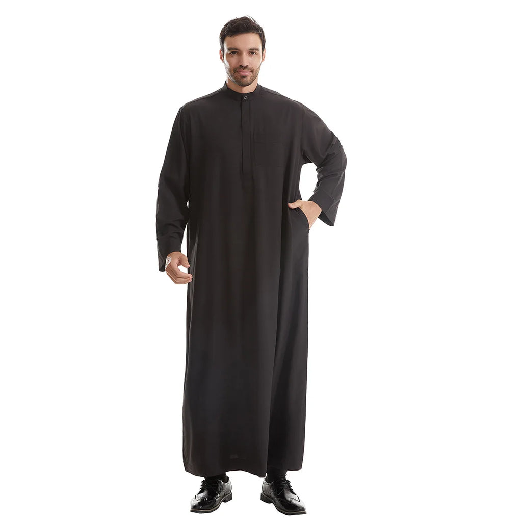 Men’s Muslim Abaya Kaftan Thobe – Long Sleeve Pullover Robe